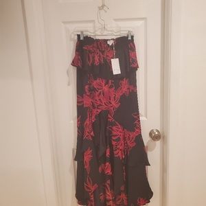 NWT Misa Black and Red Floral Print skirt